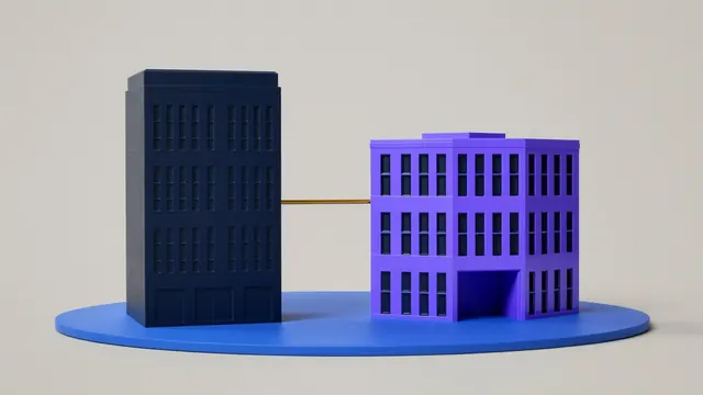 Illustration of two office building models side by side, representing a private limited company and an LLP