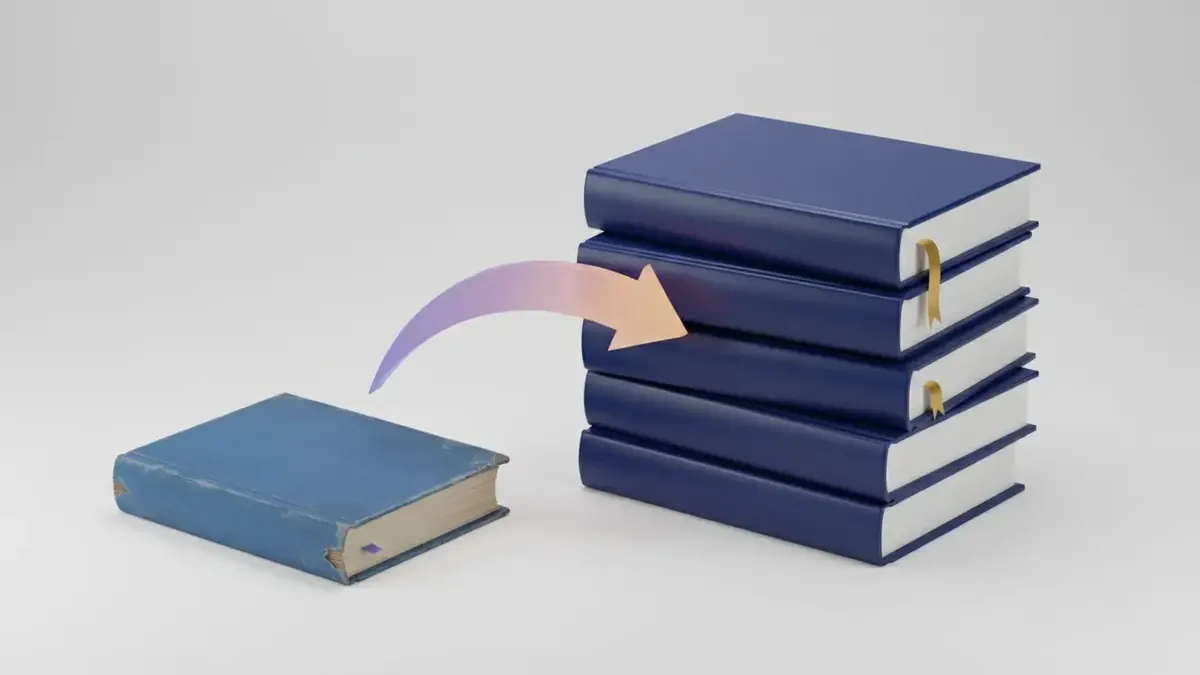 Illustration of an old book giving way to a stack of new law books, representing the Income Tax Act, 2025 replacing the 1961 Act